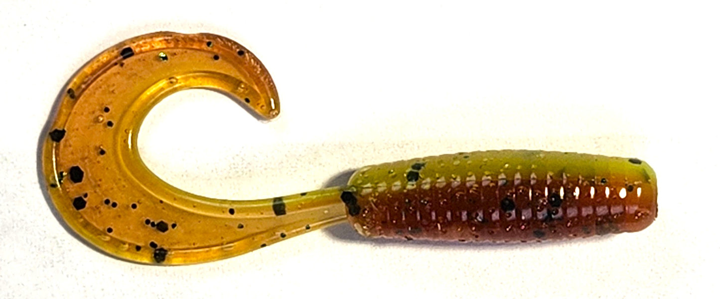 2.5 Inch Curly Tail Grub Chartreuse/Motor Oil