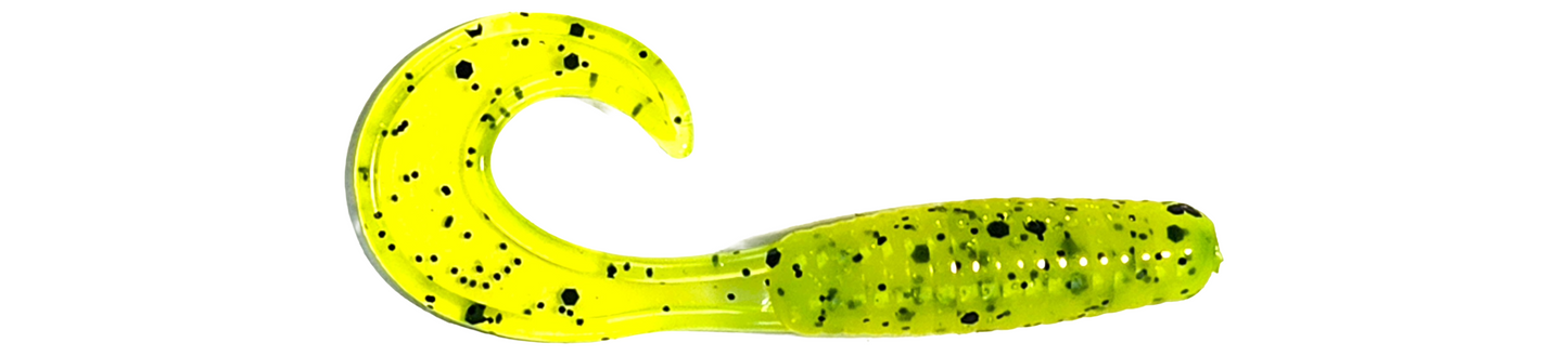 2.5 Inch Curly Tail Grub (Chartreuse Black Spot)