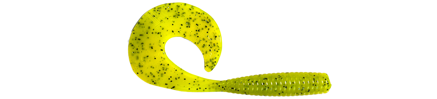 4" Curly Tail Grub (Chartreuse Black Spot)