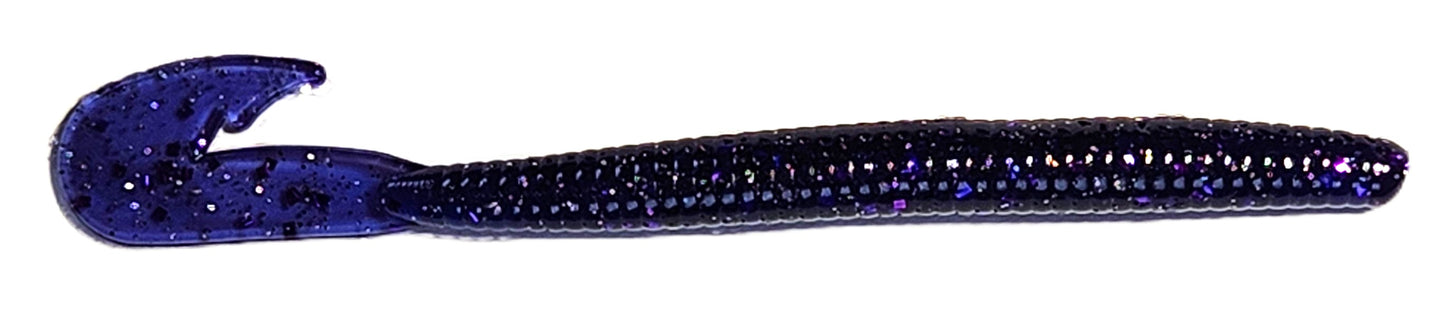 5.75" Hook Tail Finesse Worm Midnight Grape