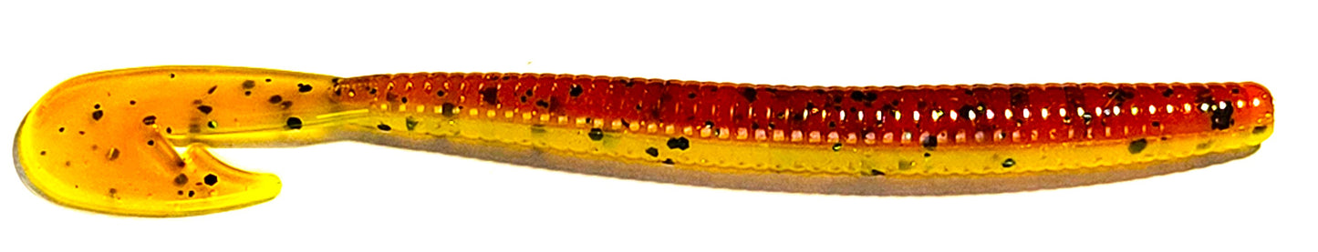 5.75" Hook Tail Finesse Worm Chartreuse/Motor Oil