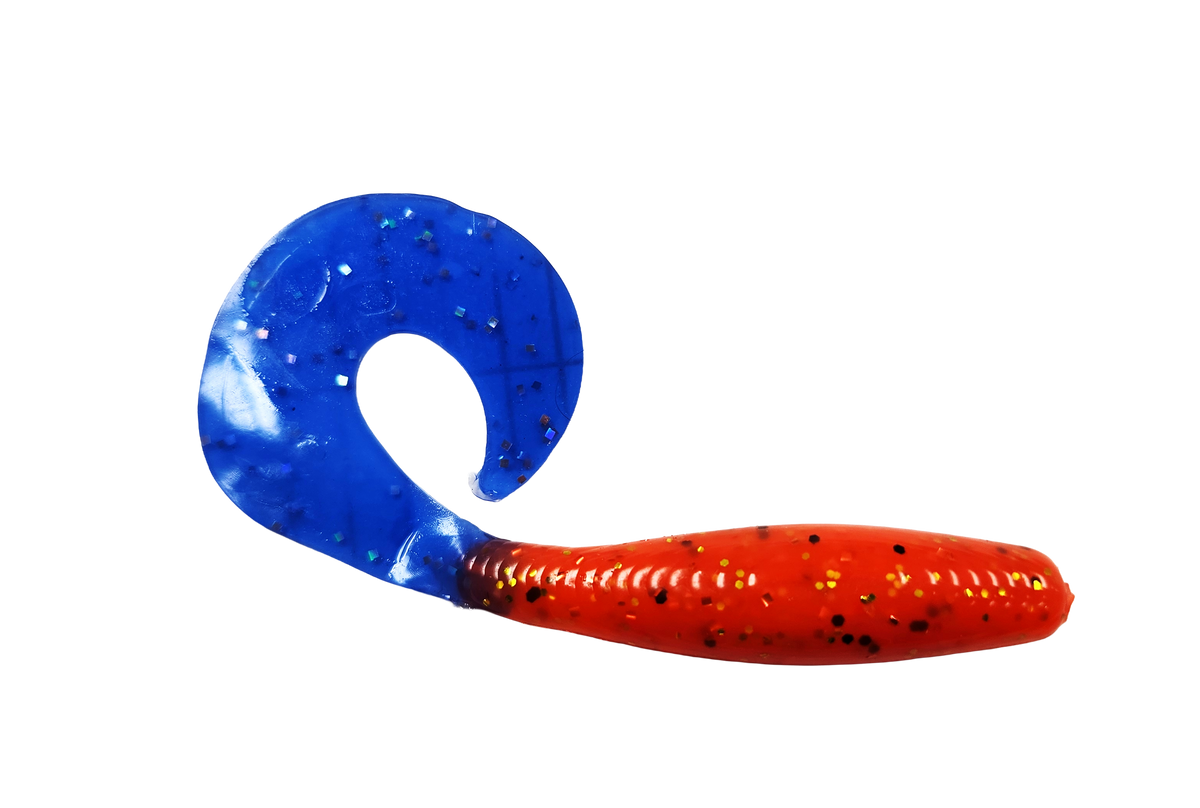 5" Curly Tail Grub Orange Slam/Bearlake Blue
