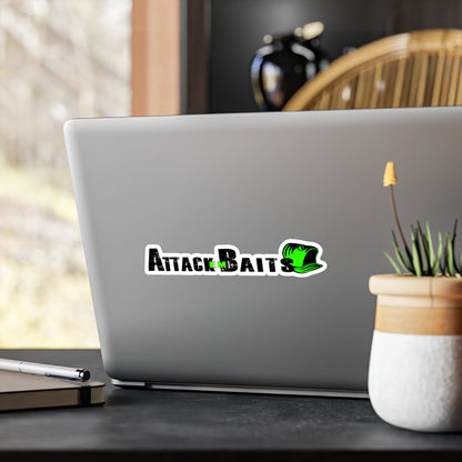Kiss-Cut Vinyl Decal — "Attack Baits" Logo Sticker (Outdoor-Resistant, Fishing Lure Brand)