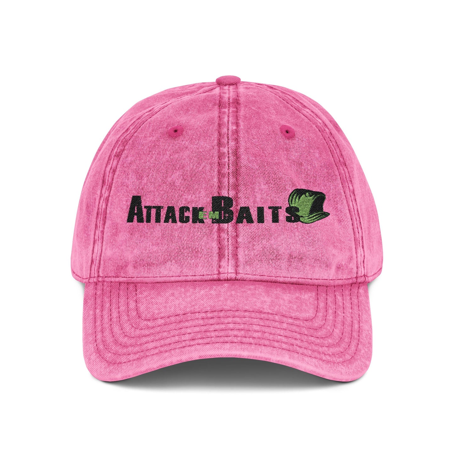 Vintage Embroidered Cap — "Attack Baits" Fishing Logo Hat
