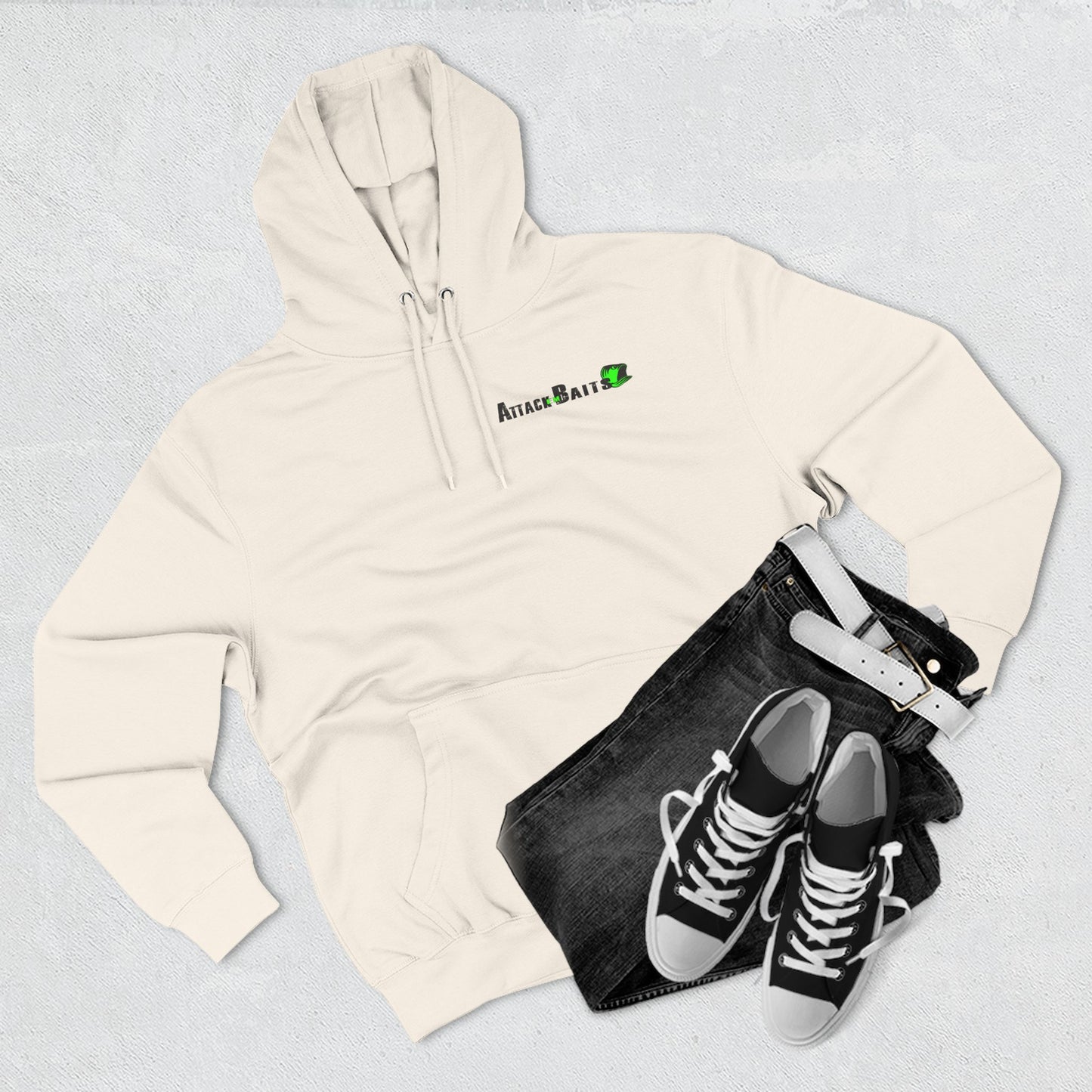 Fishing Hoodie — "Feel the Thrill" Attack Baits Graphic Fleece Hoodie