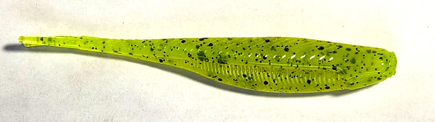2 Inch Split Tail Minnow Chartreuse Black Spot