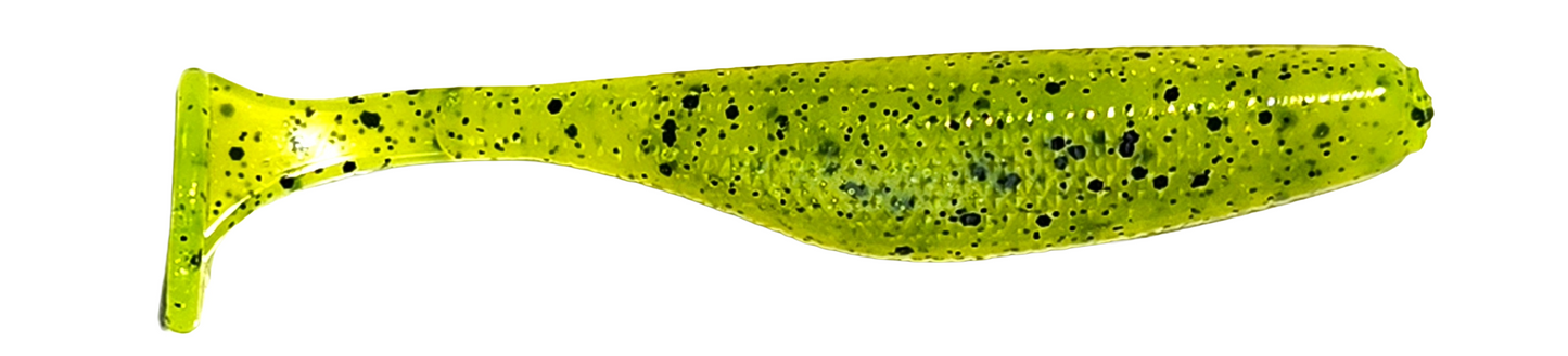 3.8 Inch Paddle Tail Minnow (Chartreuse Black Spot)