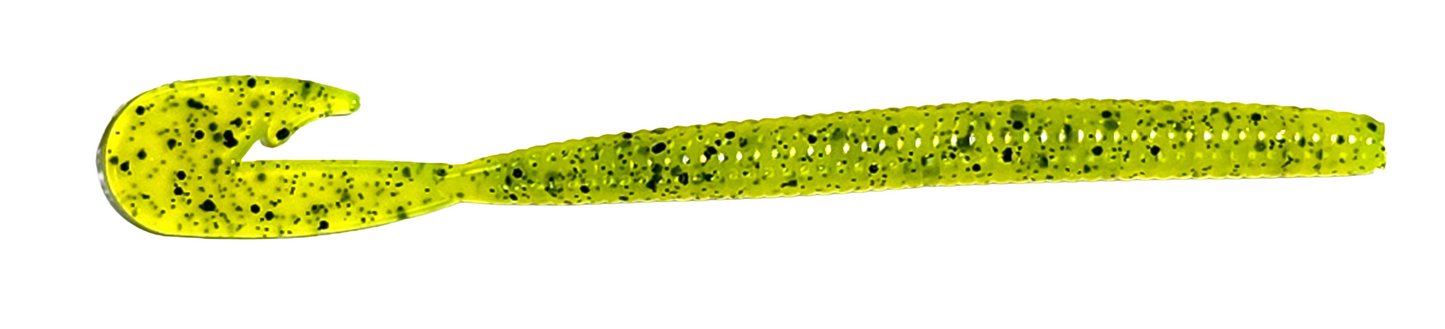 4.15" Curly Tail Worm (Chartreuse Black Spot)