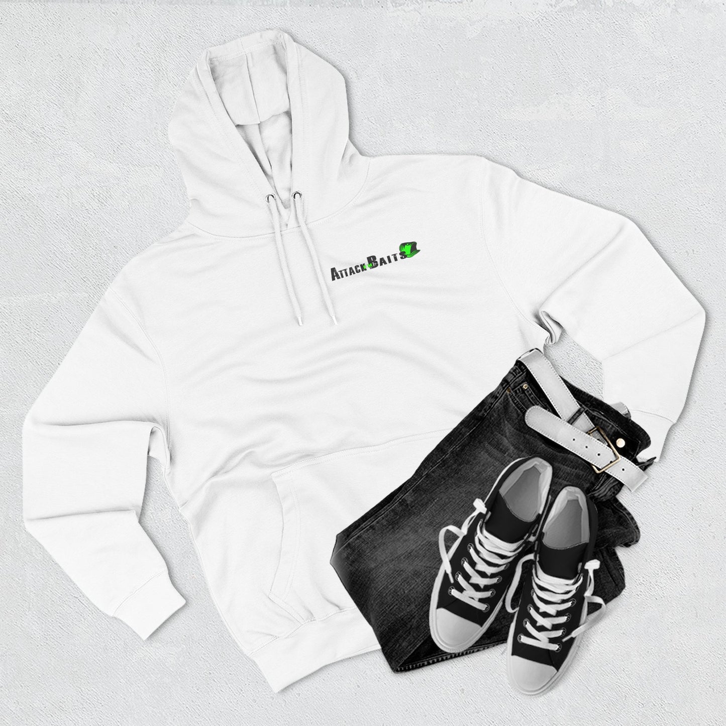 Fishing Hoodie — "Feel the Thrill" Attack Baits Graphic Fleece Hoodie