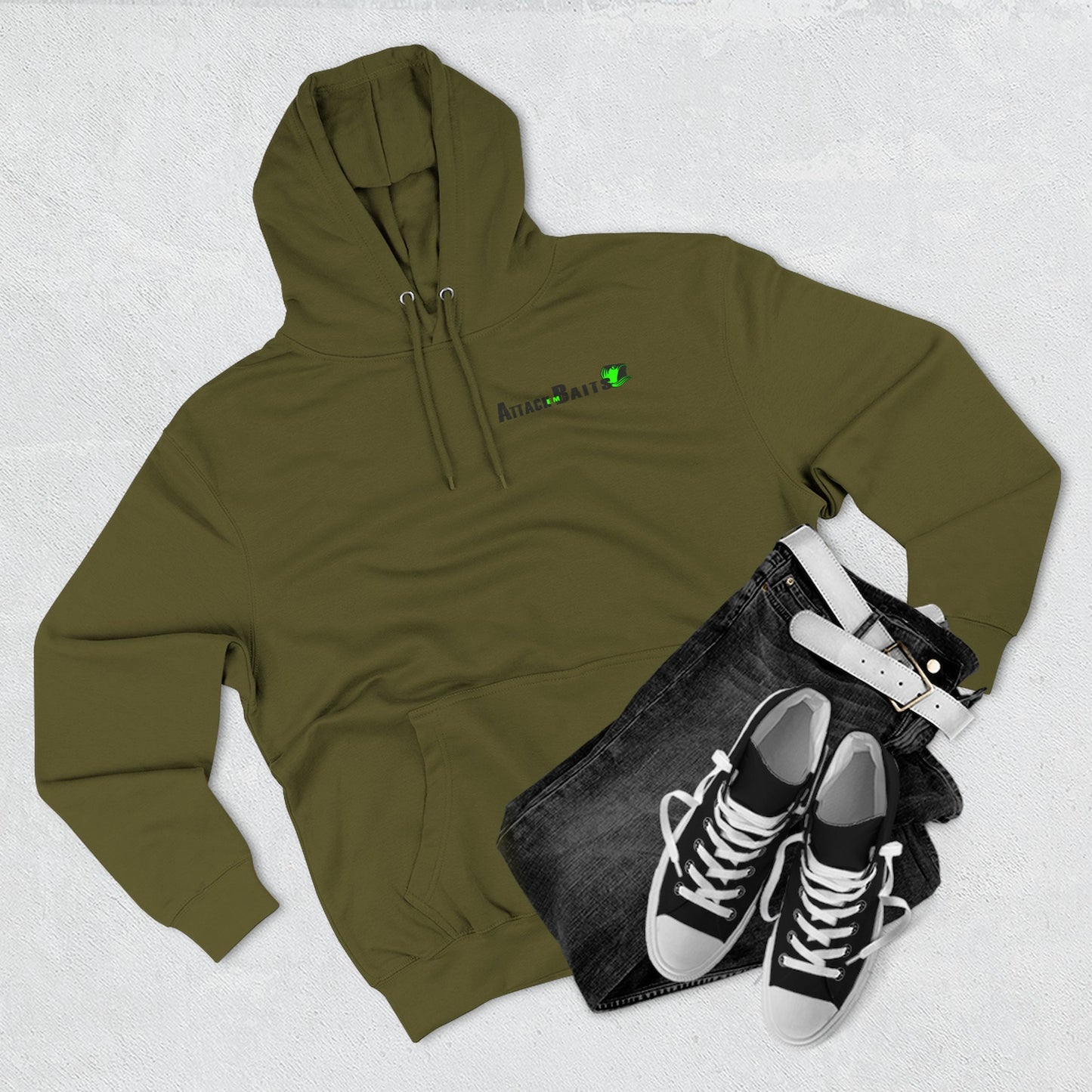 Fishing Hoodie — "Feel the Thrill" Attack Baits Graphic Fleece Hoodie