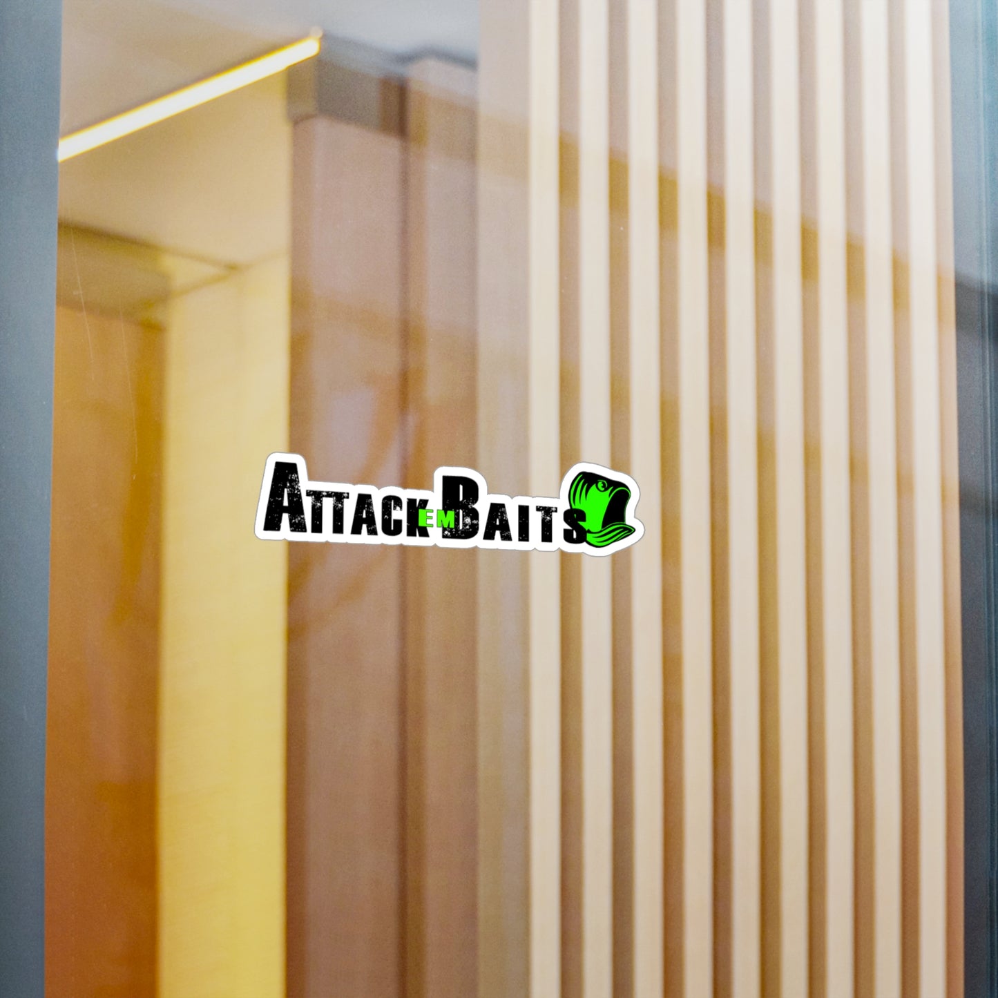 Kiss-Cut Vinyl Decal — "Attack Baits" Logo Sticker (Outdoor-Resistant, Fishing Lure Brand)