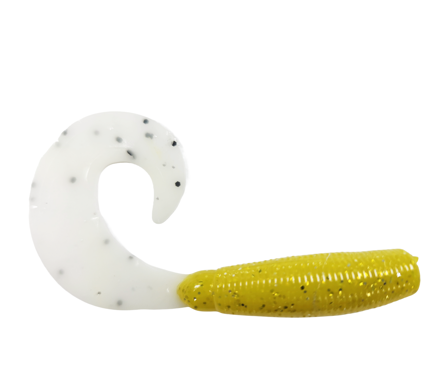 4" Curly Tail Grub Gold Fever/ White