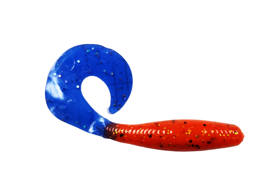 5" Curly Tail Grub Orange Slam/Bearlake Blue